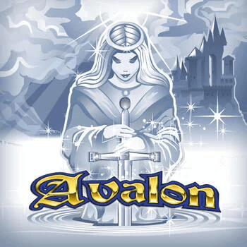 Imagem mostrando a logo do jogo de slot Avalon com o personagem do jogo